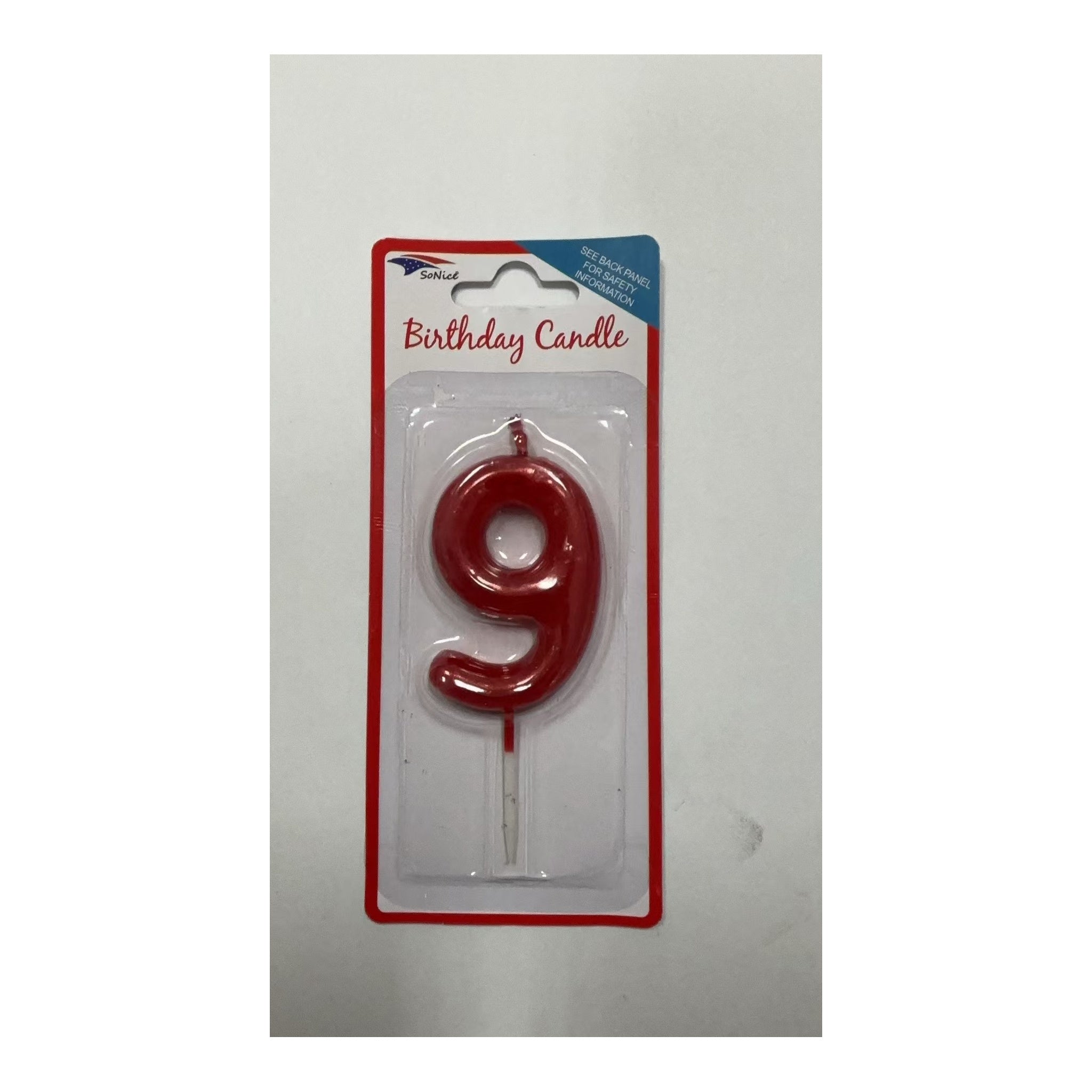 Birthday Number Candles 9 Red